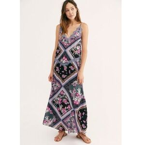 Intimately Free People Stevie Lace Print Maxi Dress Graphite Size Large